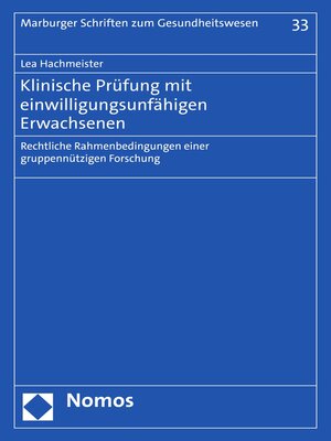cover image of Klinische Prüfung mit einwilligungsunfähigen Erwachsenen